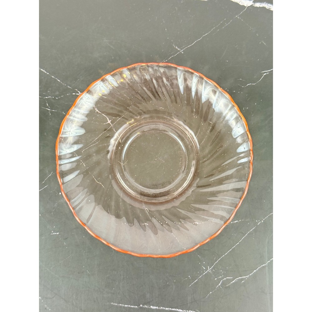 Vintage Arcoroc France Pink Swirl Rosaline Saucer 1980s Glass